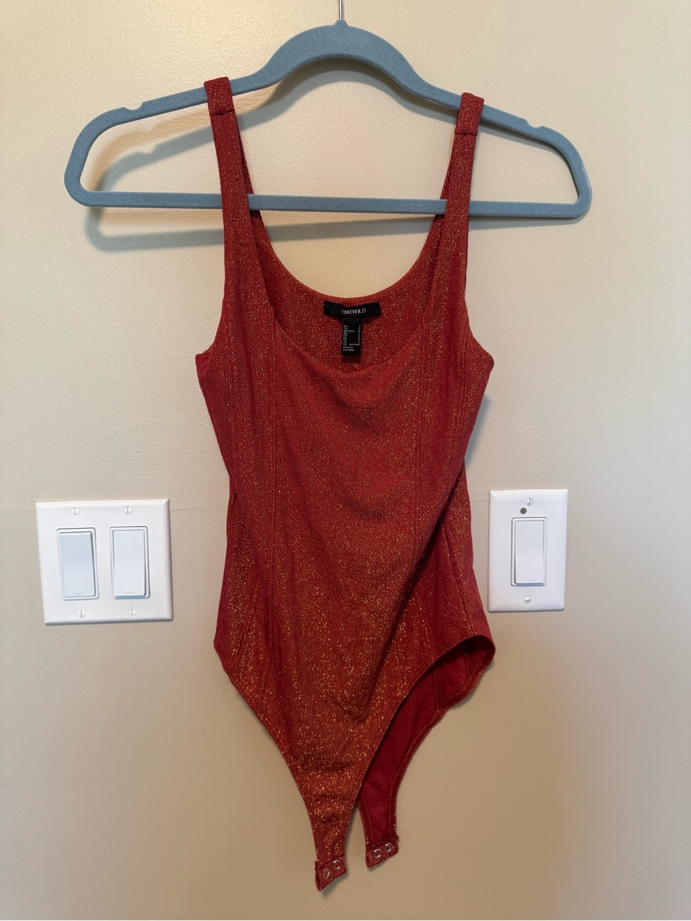 Forever 21 Shimmery Rust Red Scoop Neck Bodysuit